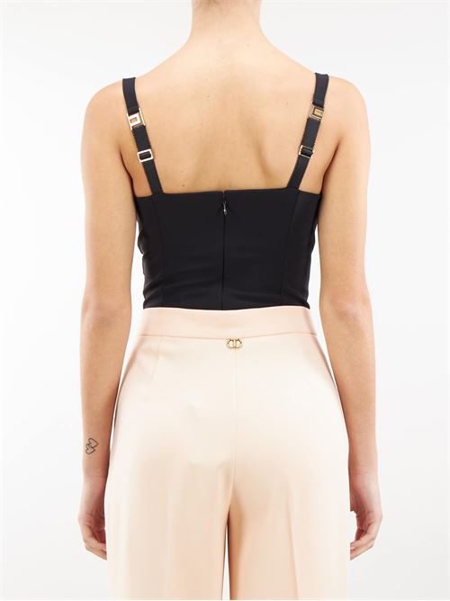 Crepe bodysuit with satin bows Elisabetta Franchi ELISABETTA FRANCHI | Body | BO01242E2110